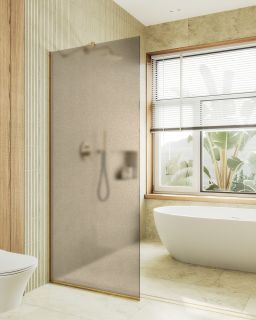 Душевая перегородка MaybahGlass MGD-697-3у 79см золото